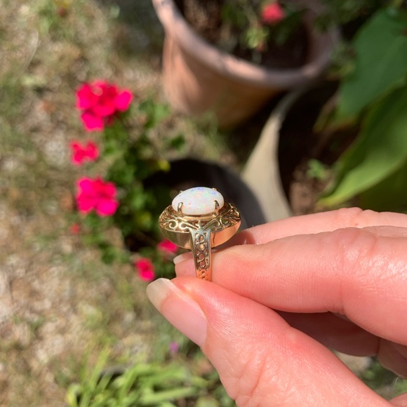 14k 🌈 Firey Opal  Stunning Ring Estate. Vintage - Picture 5 of 10